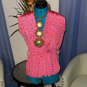 Celine | Orange & Blue Polka Dot Sleeveless Top